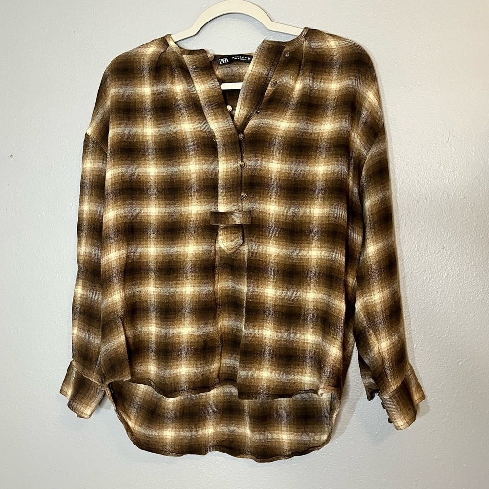 ZARA Women's Plaid Top Size Small